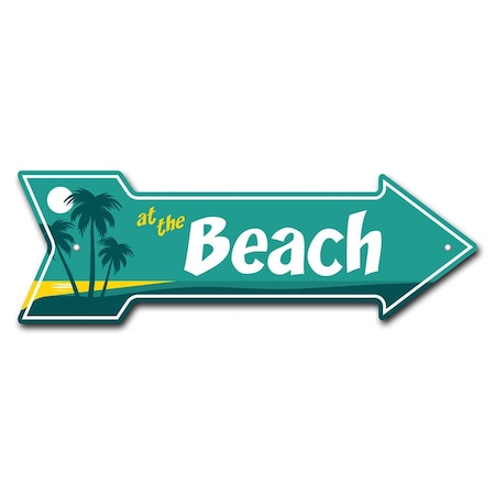 At The Beach Arrow Sign Funny Home Decor 18in Wide